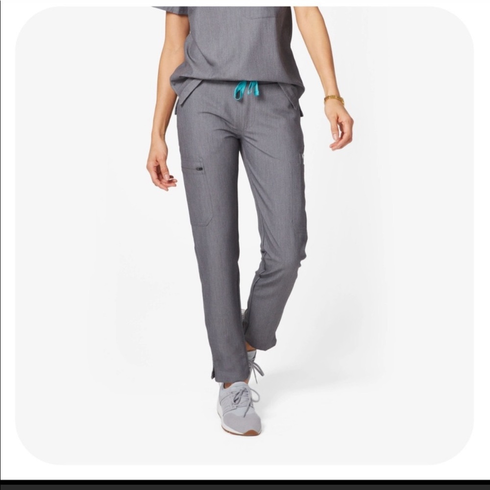 Fig’s Womens Yola pants. Graphite color w/ turquoise band. XS Regular length